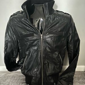 Faux Leather Bomber Jacket